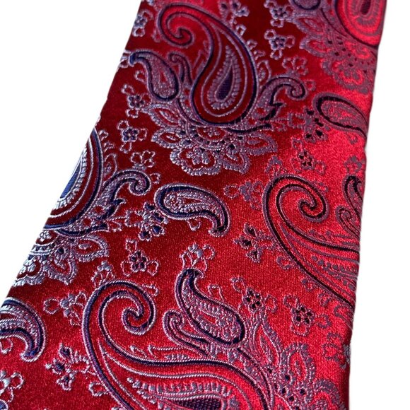 Saddlebred Paisley Men'sTie – Red with Purple & Blue Flourish - Picture 2 of 3